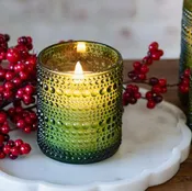 4" Green LED Beaded Glass Candle