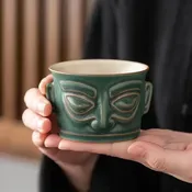 100ml Antique Ceramic Teacup Chinese Sanxingdui Master Cup Handmade Zen Ceramic Tea Set Accessories Customized Tea Gifts