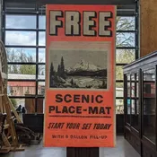 "Free" Mt. Hood Placemat Tourist Banner — Aurora Mills