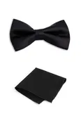 Black Classic Bow Tie & Pocket Square Set