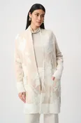 Abstract Jacquard Sweater Knit Long Cardigan