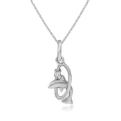 0.02 ct. Diamond 14K White Gold Dolphin Pendant