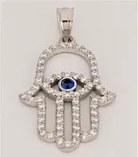 14K White Gold pendant with Sapphire and Diamonds