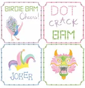 AK Mahjong Linen Cocktail Napkins Set of 4