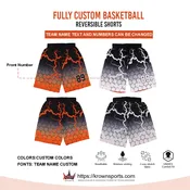 Custom Sublimated Basketball Shorts Reversible Black/Orange