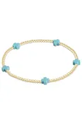 egirl Signature Cross Small Gold Pattern 2mm Bead Bracelet - Turquoise
