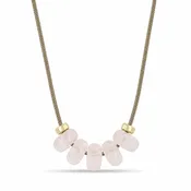 14k Rose Quartz & Rondelle Slider Bead Paracord Necklace