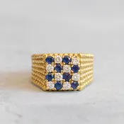 18k Diamond and Sapphire Checkered Ring