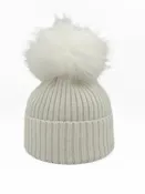 Angora Wool Blend Ribbed Hat in White