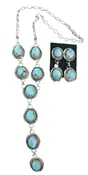 12 STONE GOLDEN HILLS LARIAT NECKLACE/EARRING SET - NATIVE AMERICAN
