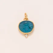 24K Gold Intaglio Pendant with Diamond & Silver - Bumble Bee Intaglio