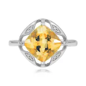 0.02 ct. Diamond & 2.3 ct. Yellow Cubic Zirconic 14K White Gold Ring