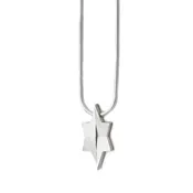 Architectural Star of David Pendant Necklace Silver Snake Chain 1mm