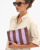 Flat Clutch with Tabs Canvas Stripe