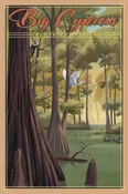 Magnet- Big Cypress Retro Woodpecker & Egret