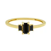 10k Solid Gold Black CZ Baguette Trapezoid Ring