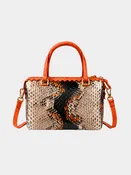 Delaware Italian Python Leather Handbag Orange