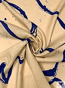 Abstract Painterly Linen - Nude / Blue