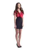Colorblock Sheath Dress – Black Skirt with Fuchsia, Ivory, or White Top