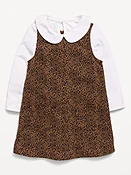 Collared Top and Dress Set for Toddler Girls