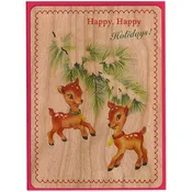 Holiday Wood Folding Card - Happy Holidays