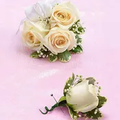 White Rose Corsage & Boutonniere