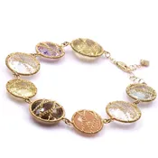 10K Multi Gemstone Wire Wrap Bracelet - Elegant Design