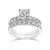 Asscher Cut 1.5 Carat, 14K Wedding Ring Set