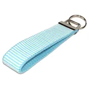 Aqua & Mint Seersucker Keychain Wristlet or Pocket Mini Size