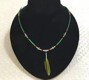 Necklace with feather & turquoise fk1