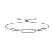 14K WHITE GOLD DIAMOND PAPERCLIP BOLO BRACELET