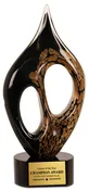 10.25" Black & Gold Coral Art Glass