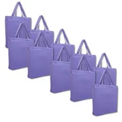 10 Pack of Blank Canvas Tote Bags - Periwinkle Blue - 100% Cotton- 14.5x17x3