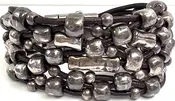 1 Para Mi. MADRID. Handmade Spain.  Silver Plated, Pewter, Sterling Chunky Leather Bracelet
