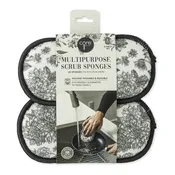 4pc Multipurpose Printed Scrub Sponge - Grey Toile