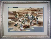 1850 Yamato-e Village Handpainted Genre Scene (1403)