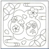 Sashiko Pre-printed Sampler (Olympus) - # 1018 - Toy Lambs & Blossoms - White