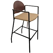 National Stool Modern Walnut Back W/ Tan Upholstered Seat