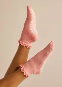 The Ruffle Grip Sock in Grapefruit