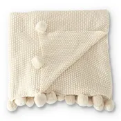 60" Cream Moss Stitch Knit Throw Blanket