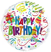 18" Happy Birthday Party Hat & Horn Mylar Balloon