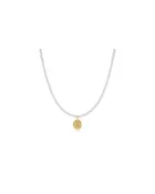 15" Choker Beaded - Classic Pearl 3mm - Inspire Small Gold Disc