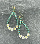 Dave Matthews Inspired Earrings / DMB Jewelry /Czech Turquoise and Gold with Choice of Word Jewelry / Made in USA