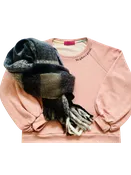 The Future is Female Sweatshirt  Heather blush with black bean stitch embroidered neckline