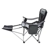 Ergonomic Portable Footrest Camping Chair Black
