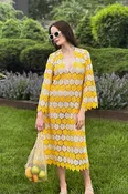 Arelis Two-Tone Cosmos Flower Lace Caftan - Mango