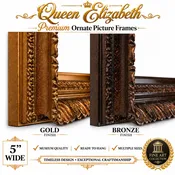 10x20 Ornate Picture Frame - 5-Inch Queen Elizabeth European Royal Vintage Antique Style Frame