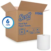 01005 SCOTT 8″ WHITE ROLL TOWELS – 1000’/roll, 6/case