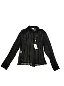 ARMANI Size 12/14 BLACK AND WHITE BLOUSE DOTS LONGSLEEVES SILK BLEND