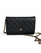 Chanel Black Caviar Wallet on Chain Gold Hardware